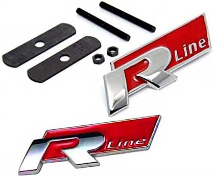 BENZEE B201 Car Styling Accessories Chromed Emblem Badge Decal Sticker Rline R Line Front Grille + Back Red For VW Volkswagen B5 B6 MK4 MK5 MK6 Golf 5 6 7 CC Scirocco
