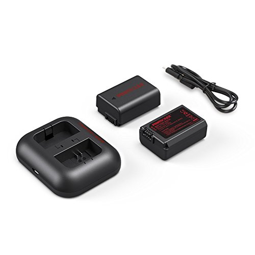 NP-FW50 Camera Battery Photoolex 2 Pack 1150mAh Power Battery and Dual USB Battery Charger Compatible for Sony A6000/A6300/A6500 NEX-3/5/6/7 SLT-A33/37 Alpha 7/7R/7S DSC-RX10/ILCE-6300/5000/5100/6000
