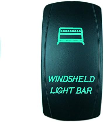 QUNQI STAR 5 pin Laser Backlit Rocker Switch WINDSHIELD LIGHT BAR 20A 12V On/off LED Light Toggle Switch (Green)