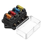 Audew Fuse Holder Box Block 4 Way CAR Vehicle Circuit Automotive + 4 Blade Fuse 12/24V