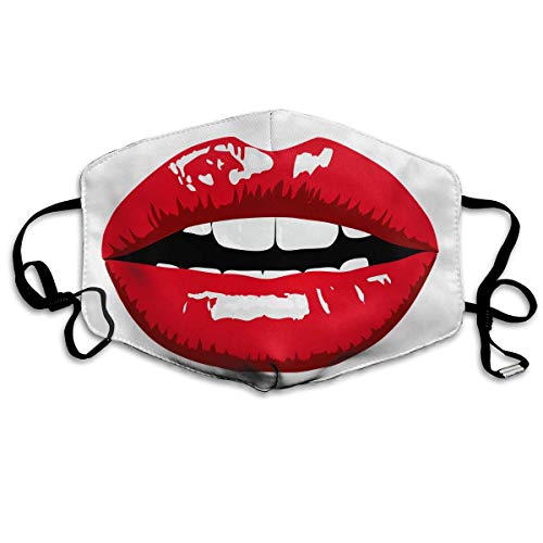 Fashion Outdoor Mouth Mask, Face Masks with Design, Red Lips Mouth Mask Unisex Anti-dust Cotton Face Mask for Men and Women