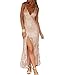 Miss ord Women's Sleeveless V Neck Sequined Maxi Prom Dress with Side Split Medium Gold