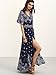 Milumia Women's Boho Deep V Neck Floral Chiffon Wrap Split Long Maxi Dress Navy Medium
