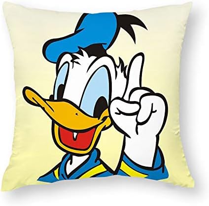 TANGGOOD Decorative Square Throw Cushion Cotton Hand Made Cushion Covers For Chairs Donald Duck 18x18 Inch