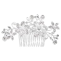 Bridal Hair Comb Wedding Hair Accessories for Brides and Bridesmaids Crystal Simulated Pearl Silver for Wedding Hair Clips for Girls and Women