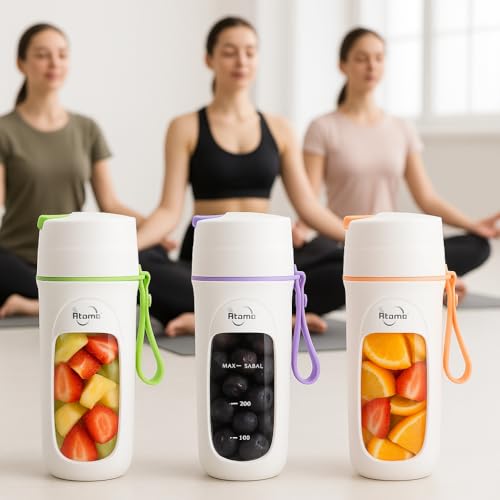 Mini Liquidificador Portátil 480mL | Alta Potência 2200RPM | Bateria 1500mAh | Sucos, Vitaminas e Shakes | Compacto, Leve e Recarregável USB Tipo-C | Seu Whey Pronto a Qualquer Hora e Lugar (Roxo)