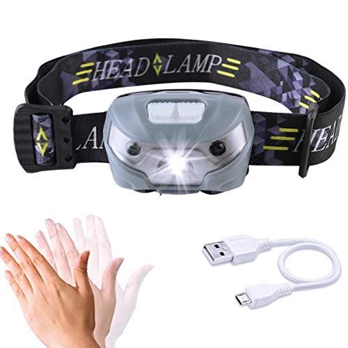 LED headlamp Flashlight 200 Lumen, SMEAMUS USB cable rechargeable LED headlamp, IPX4 Waterproof Bright Cree Headlamp, 3 light modes, 150LM, With 1200mAH batteries, for camping, outdoor and sports