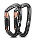 L-Rover Ultra Sturdy Twist Lock Climbing Carabiner Clips, Auto Locking and Heavy Duty Caribeaners, x2/24kN/5400-pound Rating for Hammocks, Rappelling,Working Safely at Height,Camping,Large Size