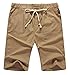 NITAGUT Men's Linen Casual Classic Fit Short (S(US 32-34), 03 Dark Khaki)