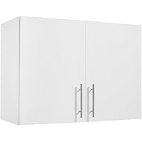 VEVOR Laundry Room Wall Cabinet, 2-Tier Wall Mounted Hanging Cabinet with 2 Doors, Cupboard Organizer with Adjustable Shelf, 