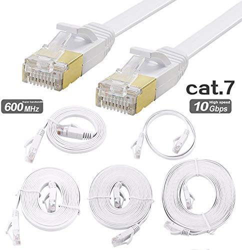 TarLink® CAT7 Ethernet Network Cable Flat Design High Speed 10Gbps RJ45 Patch Cord STP Copper Cat 7 Gold Plated Lead Wire (10m)