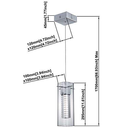 JINZO One-Light Pendant Light Fixture LED 8W Eyeshield Dimmable Laser Pattern Glass Difusser.