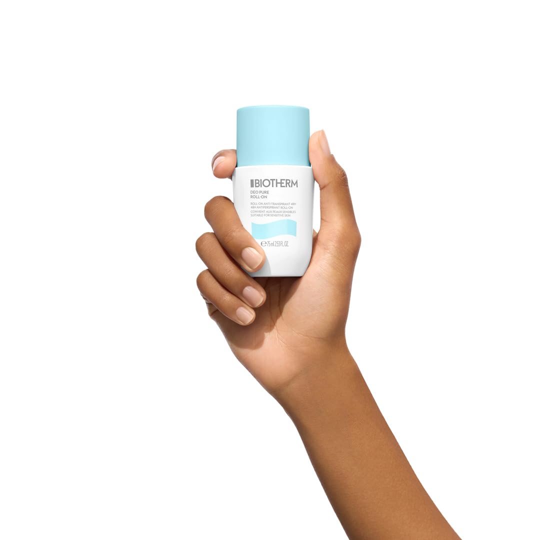 Biotherm Deo Pure Roll-On, 48 H Antitranspirant, wirksamer Schutz vor Schweißgeruch, Deo-Stick für empfindliche Haut und alle Hauttypen, wirkt pflegend und beruhigend, 75 ml 2