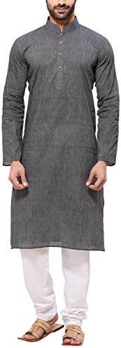RG Designers Men's Handloom Gray Kurta Pyjama