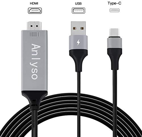 USB C to HDMI, USB Type C to HDMI Adapter Cable, Anlyso USB C Digital AV Adapter 4K HDMI Converter (Thunderbolt 3 Compatible) Compatible with MacBook Pro iMac Galaxy S9/S8/Note8 ChromeBook XPS (Gray)