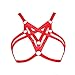 Women Hollow Out Strap Crop Top Harness Bra Elastic Cup-Less Cage Bra (073 Red)