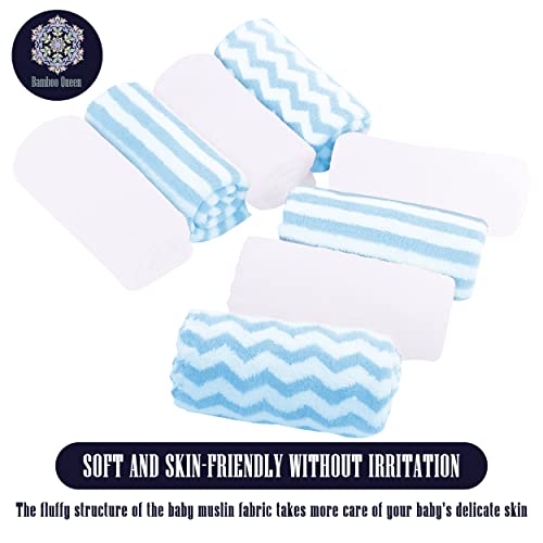 BAMBOO QUEEN 8 Pack Super Soft Baby Burp Cloths, Ultra Absorbent Large