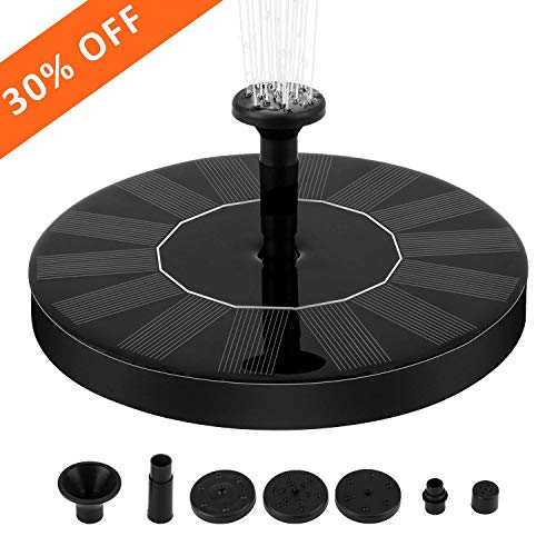 Solar Fountain Pump, 1.4W Free Standing Water Fountain Pump Kit with 4 Different Spray Pattern Heads for Bird Bath, Fish Tank, Small Pond and Garden - Thumbnail 7