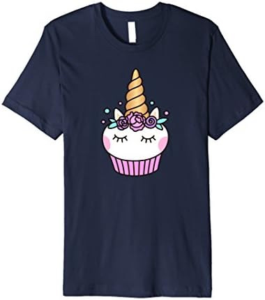 Funny Cute Unicorn Cupcake With Golden Horn Premium T-Shirt