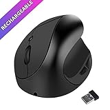 Ergonomic Mouse,Vertical Wireless Mouse, Rechargeable 2.4G Optical Vertical Mouse, 3 Adjustable DPI Levels, 6 Buttons For Laptop, PC, Computer, Desktop, Notebook. 【for Small Hands (Black)