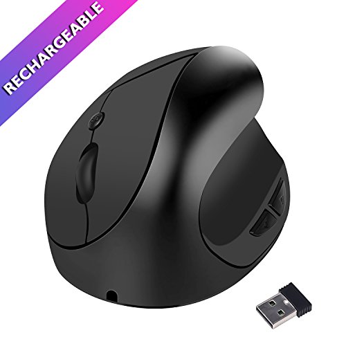 Ergonomic Mouse,Vertical Wireless Mouse, Rechargeable 2.4G Optical Vertical Mouse, 3 Adjustable DPI Levels, 6 Buttons For Laptop, PC, Computer, Desktop, Notebook. 【for Small Hands (Black)