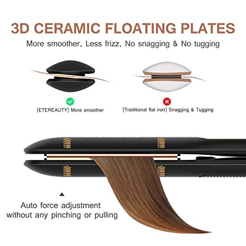 Hair Straightener, Professional Flat Iron with 1.37 Inch Wide Titanium Plates Touch Screen LCD Display Adjustable Temp|Heats Up Fast for All Hair Types | Best Birthday Gift with Bag for Women Girl Her