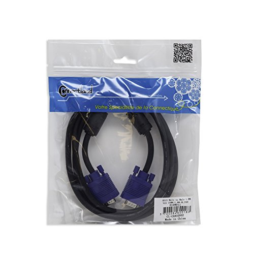 Syba Connectland CL-CAB32002 Ferrite Cores Nickel Plated VGA HD15 Male to Male Cable (6 Feet)