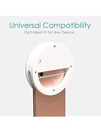 Anillo para selfies para fotografía y video de teléfono celular, funciona con batería, con gancho, color blanco