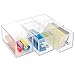 mDesign Plastic Stackable Desktop Organizer Tower Storage Station with 3 Drawers for Home Office - Holds Pens, Sticky Notes, Binder Clips, Notepads, Gel Pens, or Erasers - Lumiere Collection - Clear