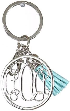 Personalized Monogrammed Alphabet Initial Letter Keychain, Key Ring, Bag Charm w/Tassel