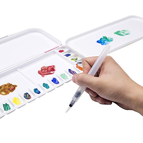 18-Well Premium Watercolor Paint Palette, Travel Portable Folding Paint Palette Box with 1+2 Mixing Areas for Watercolor, Acrylic & Oil Paint - Nice Gift for Kids, Adults & Artists (Pink) - Thumbnail 6
