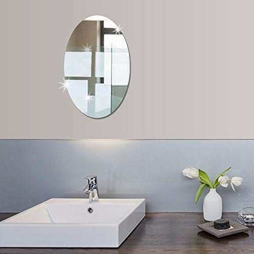 10.6x 16.5 Inch (small size) Bathroom Self-adhesive Removable Oval Mirror Wall Sticker Home Decor by MFCreative
