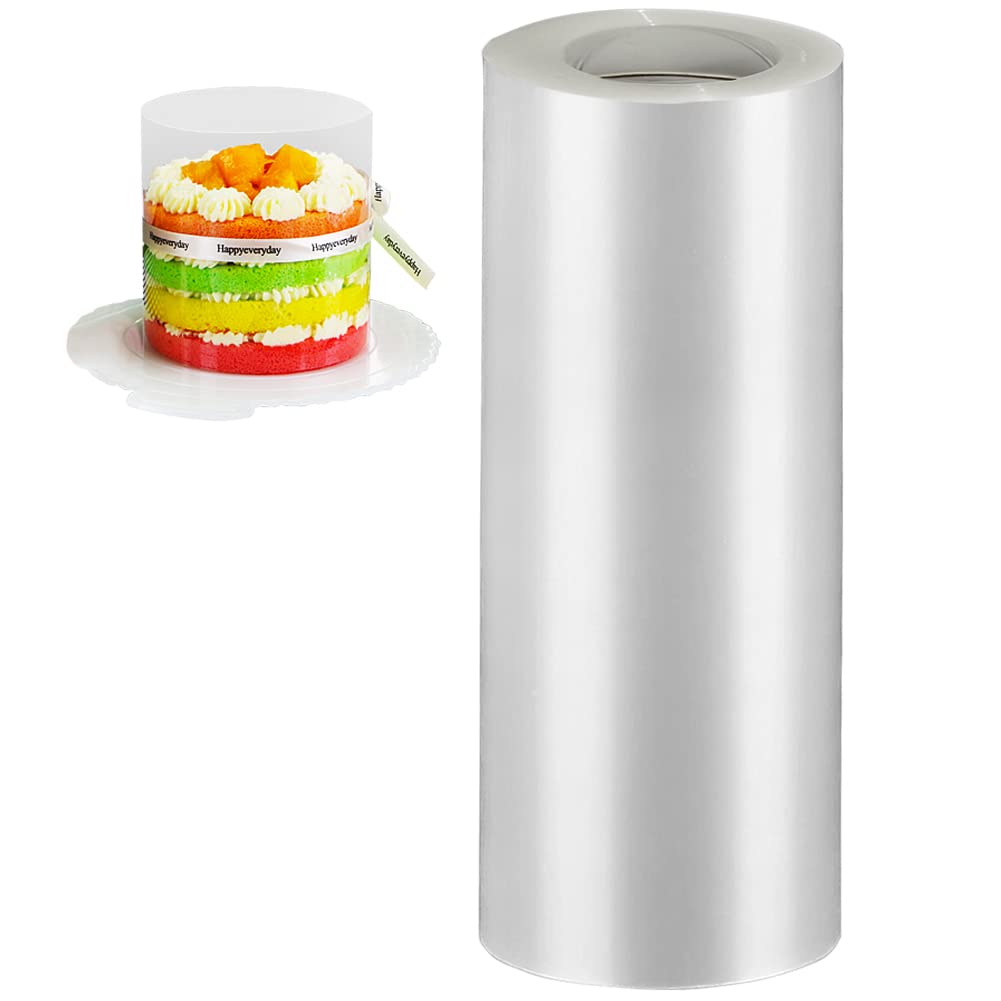 YQL Cake Collars Thickened 20cm x 10m, Clear Baking Acetate Sheets 8inch X 394inch Transparent Acetate Roll for Cakes Chocolate Mousse Cake Crafting Decorating