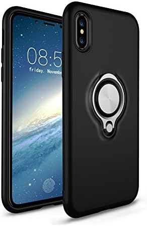 iPhone X Case with 360 Rotating Ring Grip Holder Stand Car bracket iPhone shell ring suction matte phone case for Apple iPhone X 5.8" 2017 (iPhone X, 1)