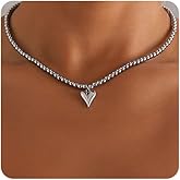Xerling Heart Necklace for Women Punk Silver Beads Choker Heavy Chunky Beaded Minimalist Necklace