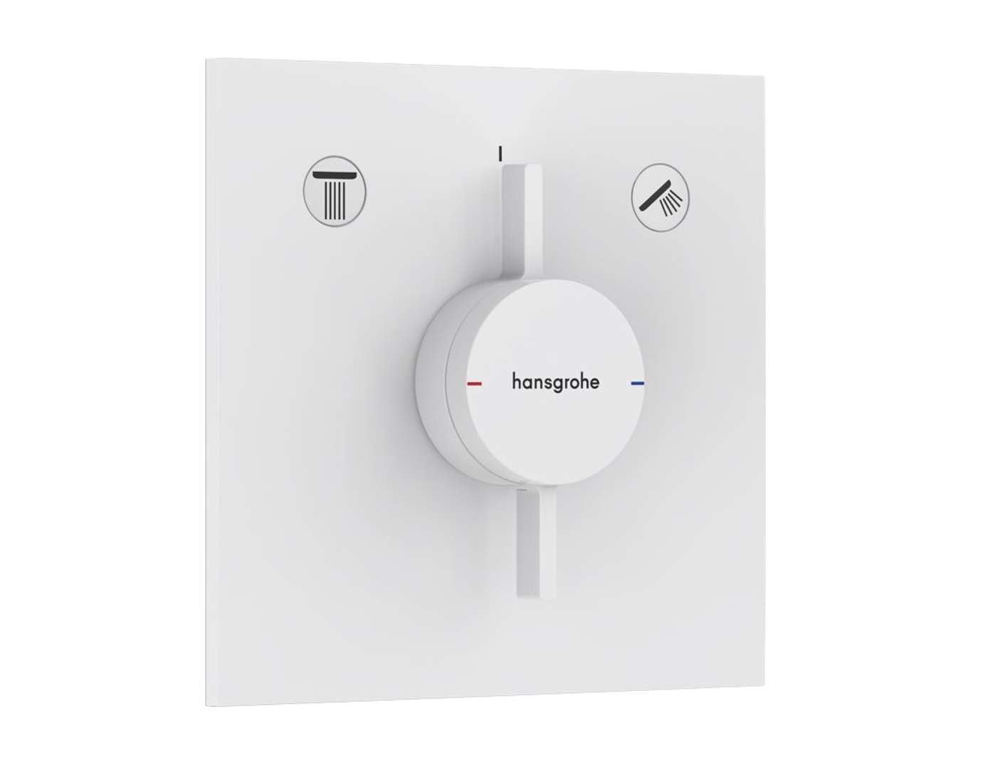 hansgrohe DuoTurn E - shower mixer conceiled for 2 functions, shower mixer tap square, single lever shower mixer for iBox universal 2, matt white, 75417700