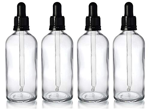 100ml Clear Glass Bottles with Glass Pipettes - Pack of 4