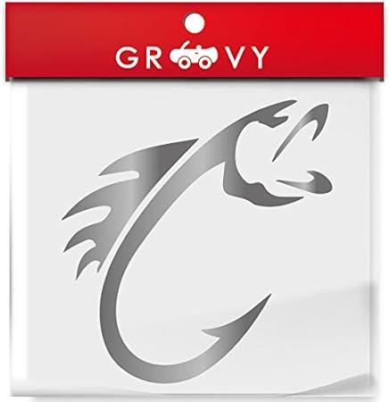 Amazon 釣り ステッカー 魚 フック フィッシング ルアー リール ロッド ライン かっこいい シール 092 シルバー ステッカー デカール 車 バイク