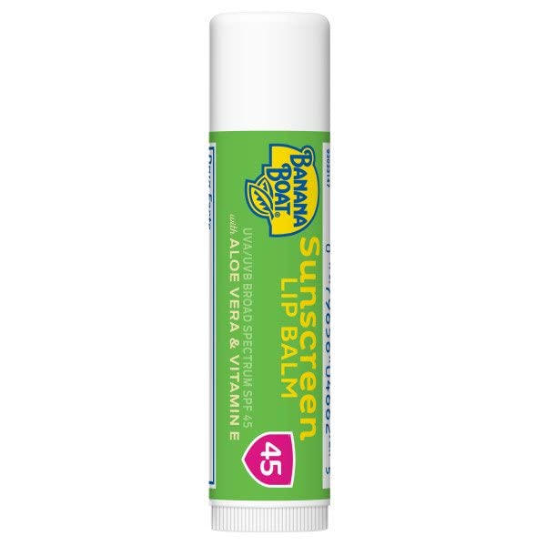 BANANA BOAT ALOE VERA WITH VITAMIN E SUNSCREEN LIP BALM, SPF 45 .15 OZ (4.25 G) (PACK OF 2)