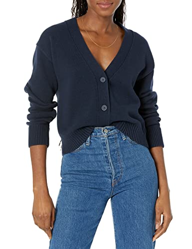 Amazon Essentials Women's Relaxed Fit Midweight Cardigan Sweater, Navy, X-Large