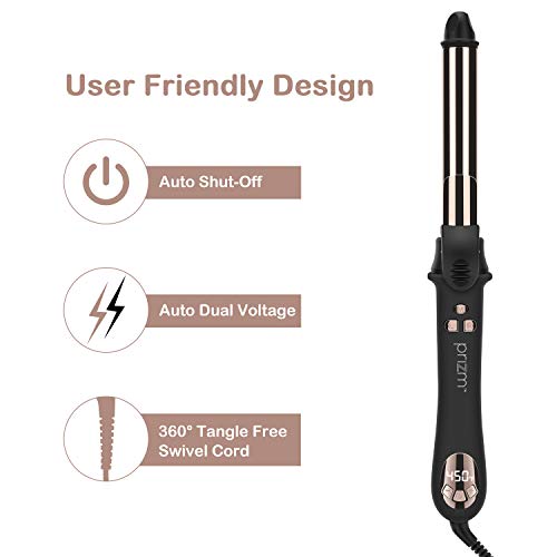Prizm 1 Inch Wavy Professional Rotating Curling Iron, Nano Titanium
