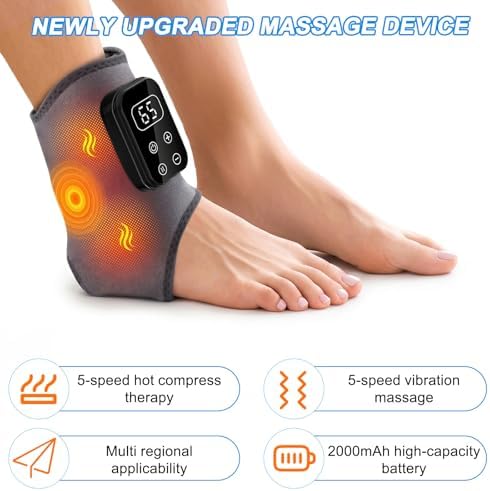 Massaggiatore per piedi, massaggiatore elettrico senza fili per dolore e circolazione, massaggiatore per piedi 3 in 1 con batteria da 2000 mAh, 6 livelli di calore fino a 65 °C, regalo perfetto per il