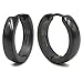 Stainless Steel Curved Face Round Hoop Men Earrings Gold-tone Silver-tone Black 18mm