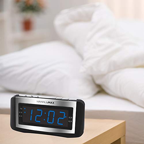 HANNLOMAX HX117CR Alarm Clock Radio, PLL AM/FM Radio, Blue LED 1.2