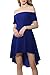 ChongXiao Womens Casual Flared Swing Off Shoulder Party Cocktail Formal Skater Dress (M, Blue)