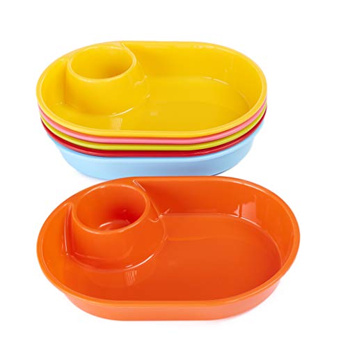 Set of 6 Snack Trays for Party Appetizers, Chips and Dip Plastic