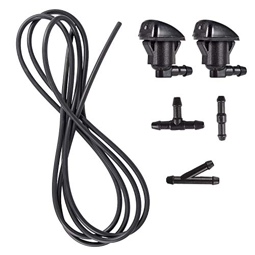 BingSnow 2 Pcs Windshield Washer Squirter Nozzle Spray for Toyota Tundra, Toyota Solara, Toyota Sienna, Toyota Corolla and 3 Meters Fluid Hose with 3 Pcs Connector, Replace OEM # 85381AE020