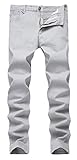 Men's Light Grey Skinny Slim Fit Stretch Straight Leg Fashion Jeans Pants