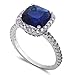 3CT Cushion Cut Simulated Blue Sapphire & Cz .925 Sterling Silver Ring Sizes 4-11