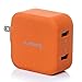 Lumsing Dual USB wall charger compact travel charging hub with Foldable Power Adapter for iPhone iPad Samsung Galaxy Smartphones Tablets(Orange)